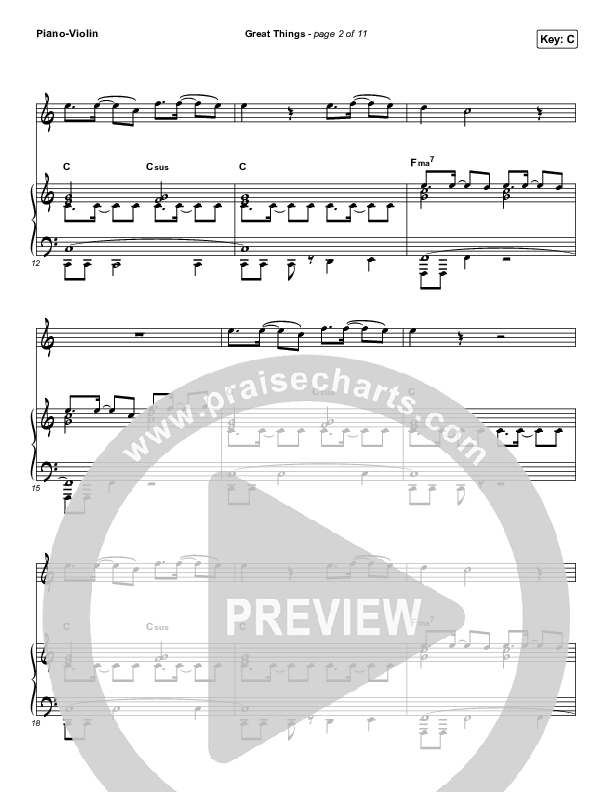 Great Things (Instrument Solo) Piano/Violin (Phil Wickham)