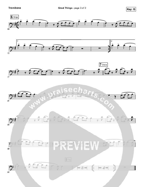 Great Things (Instrument Solo) Trombone Solo (Phil Wickham)