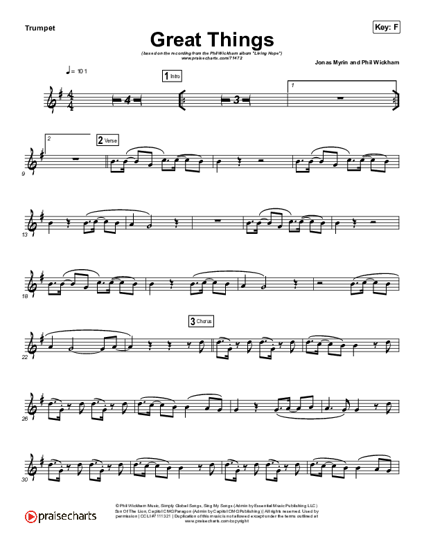 Great Things (Instrument Solo) Trumpet Solo (Phil Wickham)
