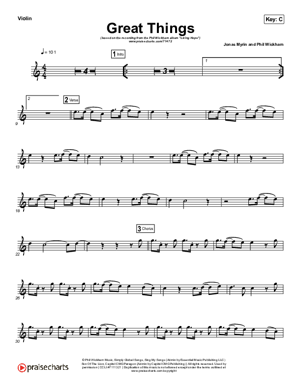 Great Things (Instrument Solo) Violin Solo (Phil Wickham)