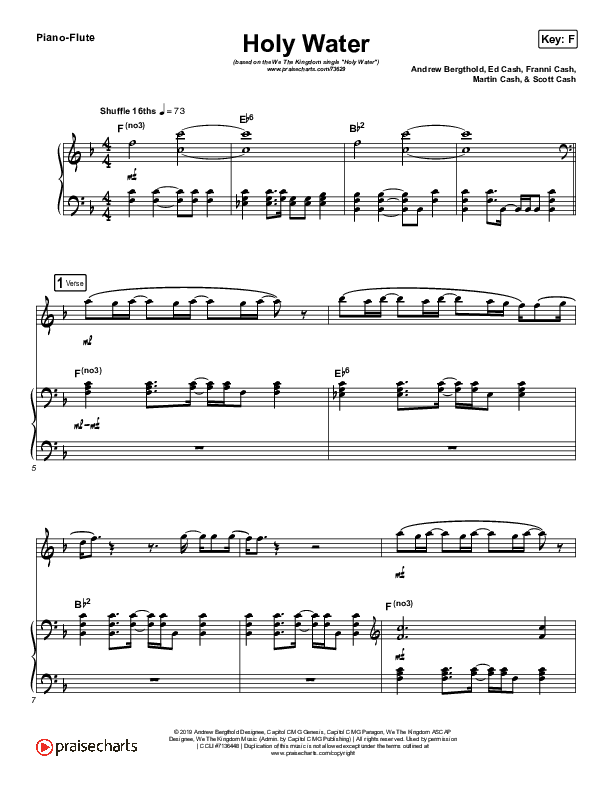 Holy Water (Instrument Solo) Piano/Flute (We The Kingdom)