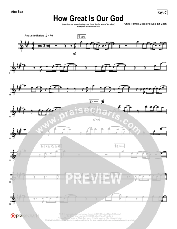 How Great Is Our God (Instrument Solo) Alto Sax Solo (Chris Tomlin)