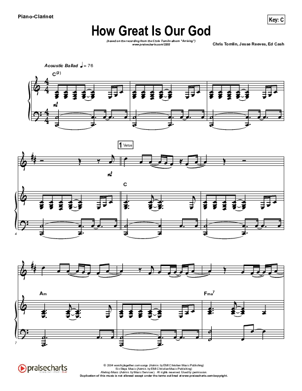 How Great Is Our God (Instrument Solo) Piano/Clarinet (Chris Tomlin)