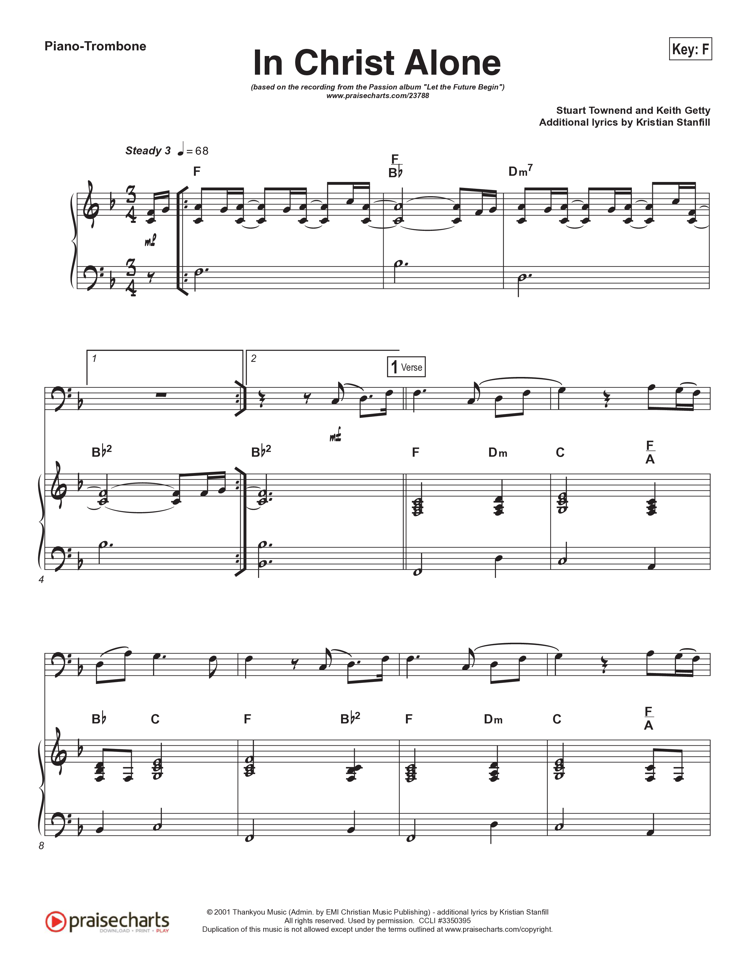 In Christ Alone (Instrument Solo) Trombone & Piano (Kristian Stanfill / Passion)