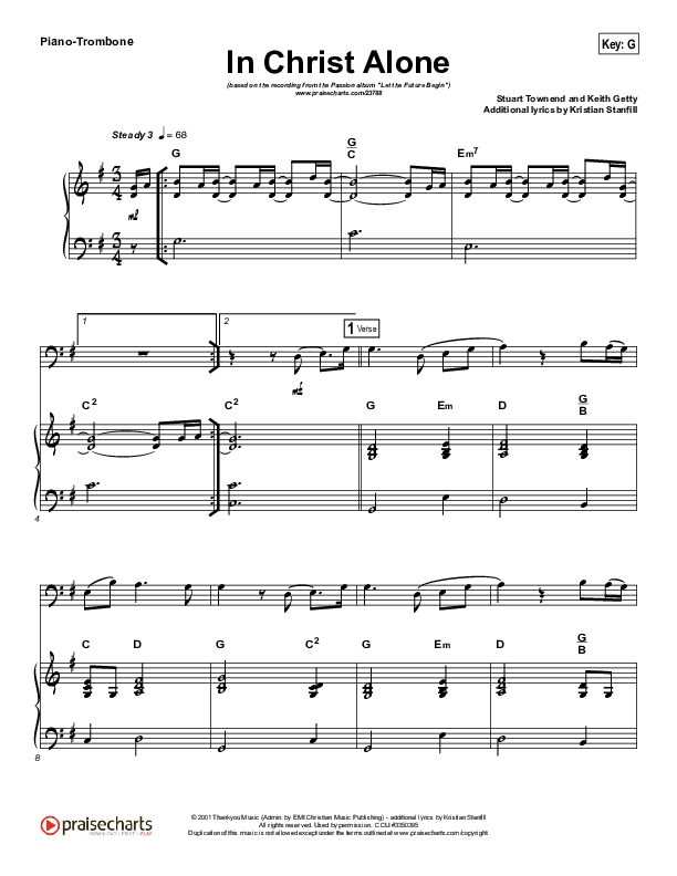 In Christ Alone (Instrument Solo) Trombone & Piano (Kristian Stanfill / Passion)