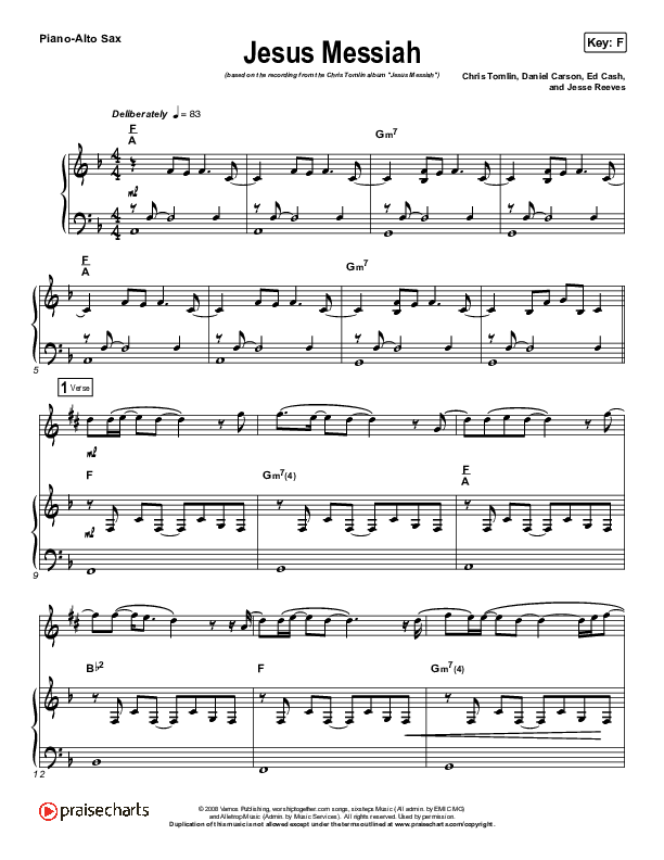Jesus Messiah (Instrument Solo) Alto Sax & Piano (Chris Tomlin)