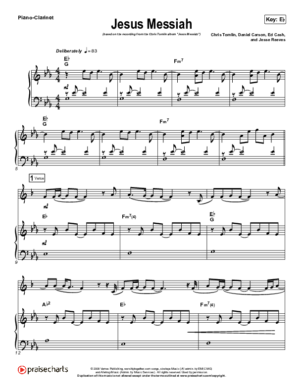Jesus Messiah (Instrument Solo) Piano/Clarinet (Chris Tomlin)