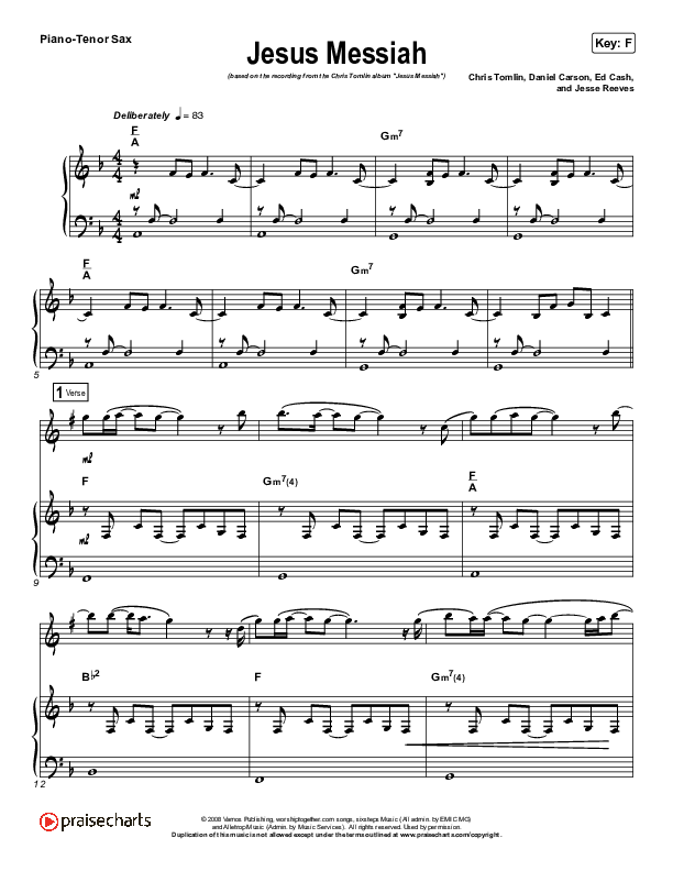 Jesus Messiah (Instrument Solo) Tenor Sax & Piano (Chris Tomlin)