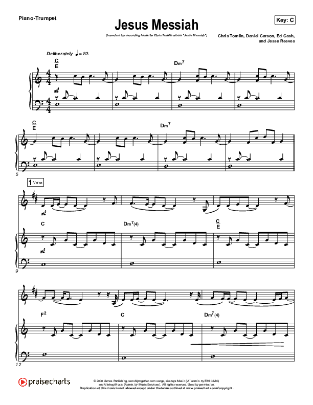 Jesus Messiah (Instrument Solo) Piano/Trumpet (Chris Tomlin)
