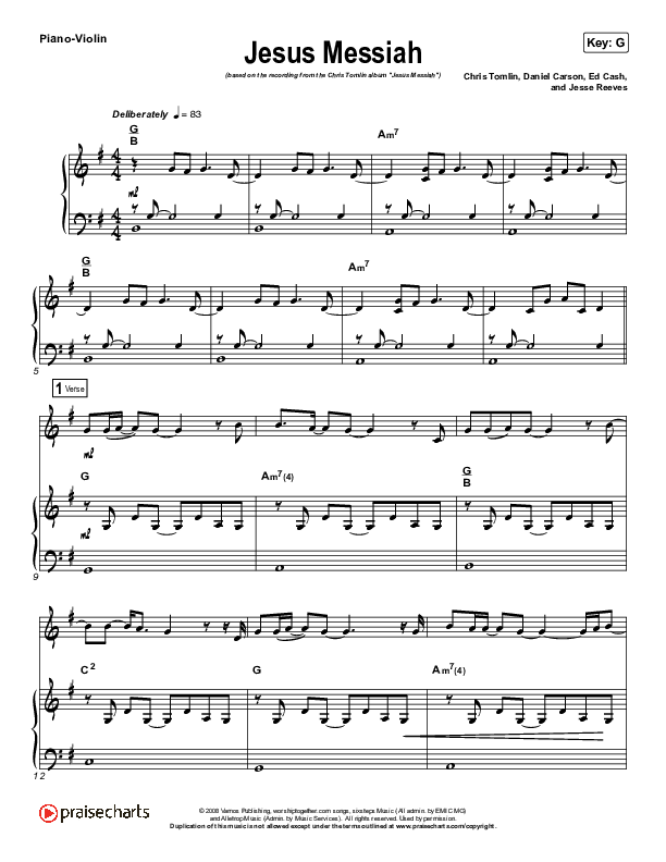 Jesus Messiah (Instrument Solo) Piano/Violin (Chris Tomlin)