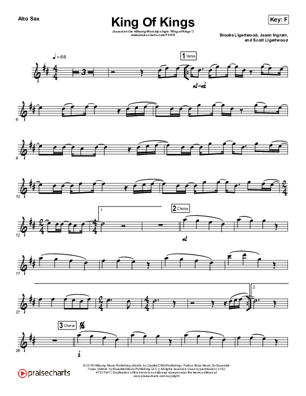 King Of Kings (Instrument Solo) Alto Sax Solo (Hillsong Worship)