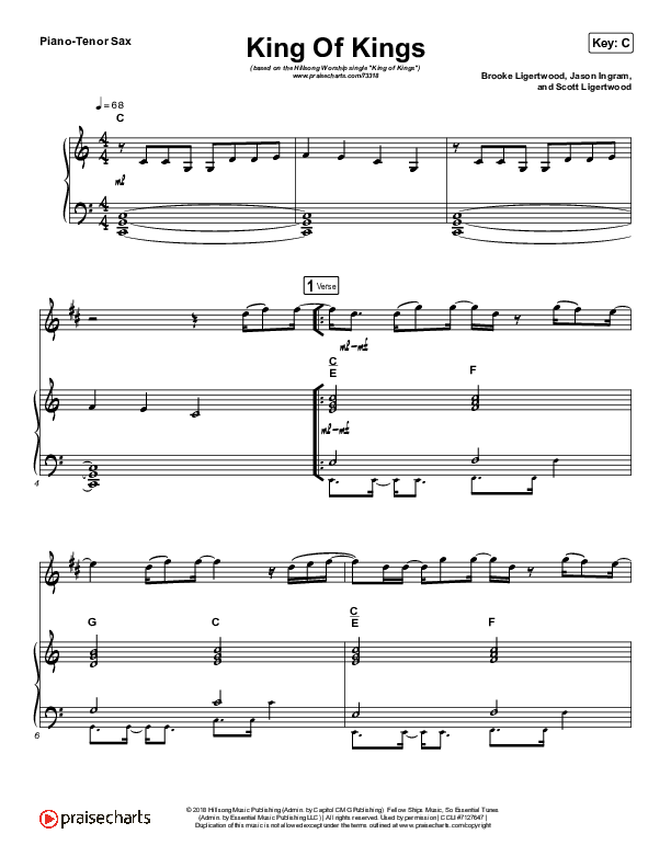 King Of Kings (Instrument Solo) Tenor Sax & Piano (Hillsong Worship)
