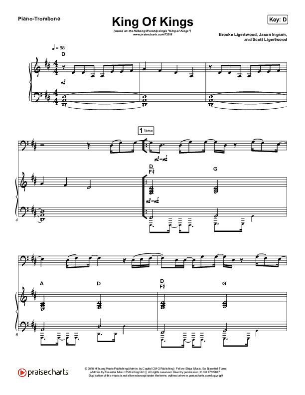 King Of Kings (Instrument Solo) Trombone & Piano (Hillsong Worship)