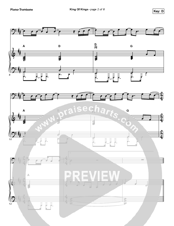 King Of Kings (Instrument Solo) Trombone & Piano (Hillsong Worship)