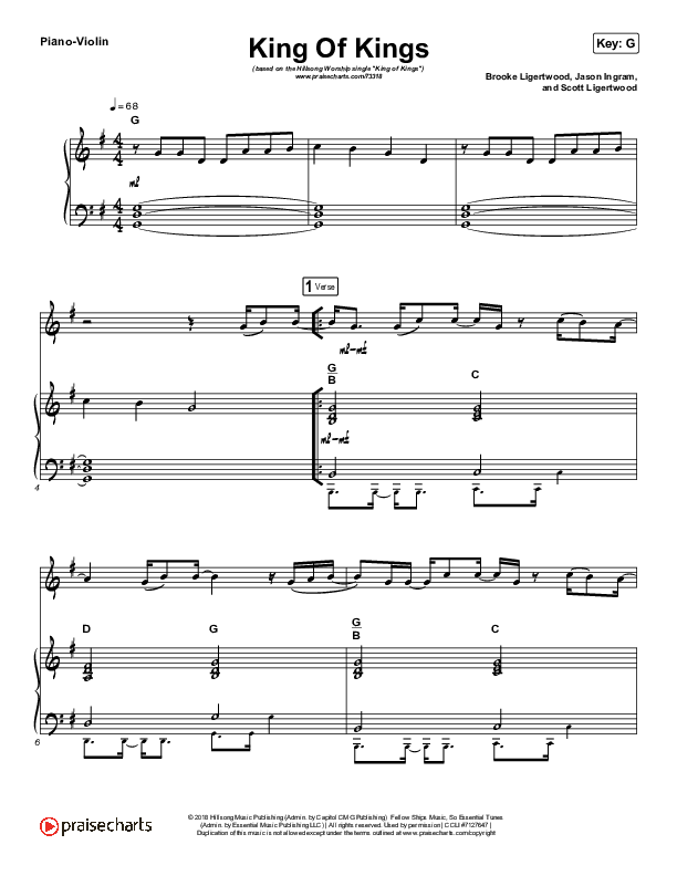 King Of Kings (Instrument Solo) Piano/Violin (Hillsong Worship)