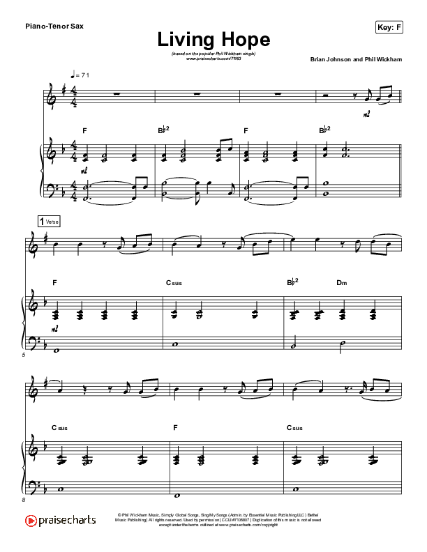 Living Hope (Instrument Solo) Piano/Tenor Sax (Phil Wickham)