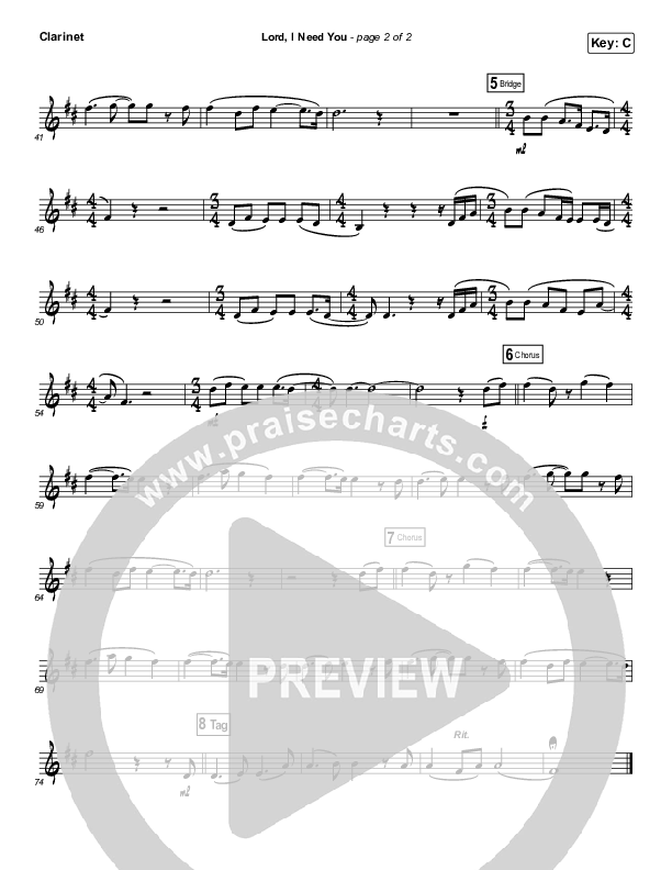 Lord I Need You (Instrument Solo) Clarinet Solo (Chris Tomlin / Passion)