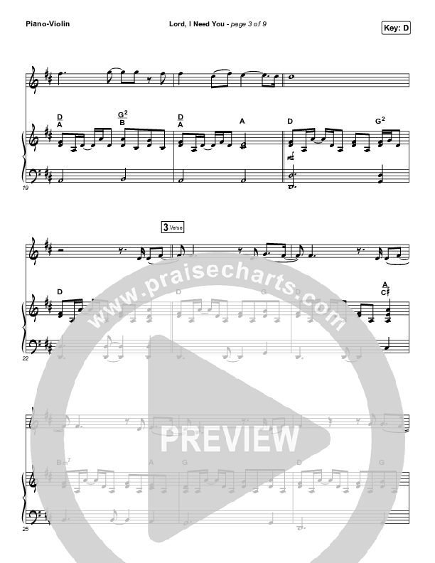 Lord I Need You (Instrument Solo) Piano/Violin (Chris Tomlin / Passion)