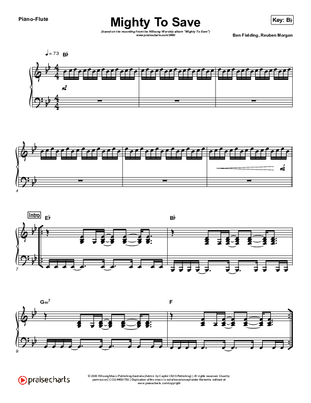 Mighty To Save (Instrument Solo) Piano/Flute (Hillsong Worship)