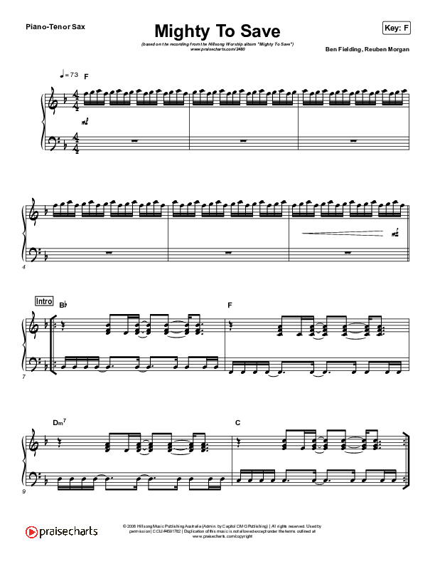 Mighty To Save (Instrument Solo) Tenor Sax & Piano (Hillsong Worship)