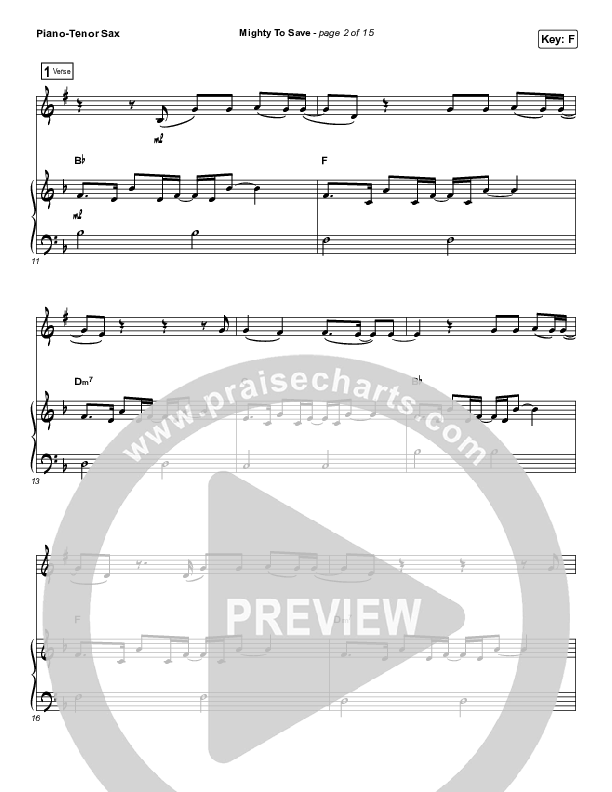 Mighty To Save (Instrument Solo) Tenor Sax & Piano (Hillsong Worship)