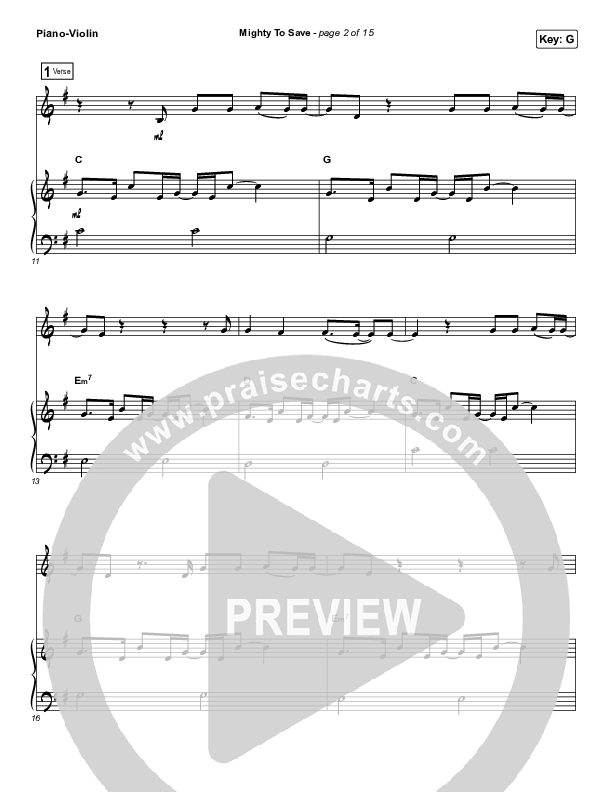 Mighty To Save (Instrument Solo) Piano/Violin (Hillsong Worship)