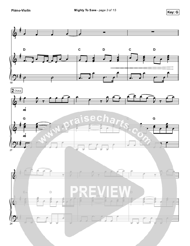 Mighty To Save (Instrument Solo) Piano/Violin (Hillsong Worship)