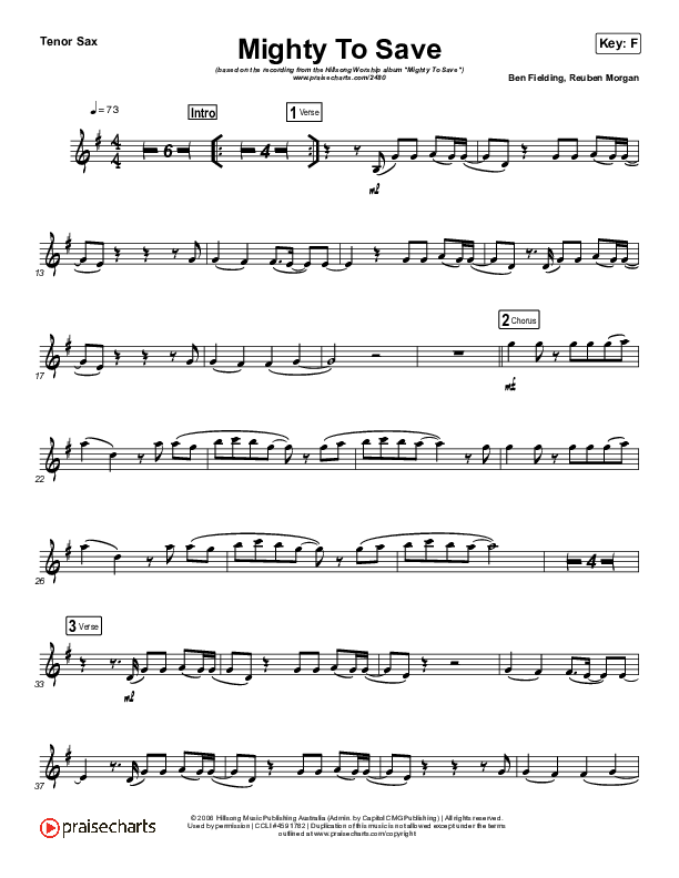 Mighty To Save (Instrument Solo) Tenor Sax Solo (Hillsong Worship)