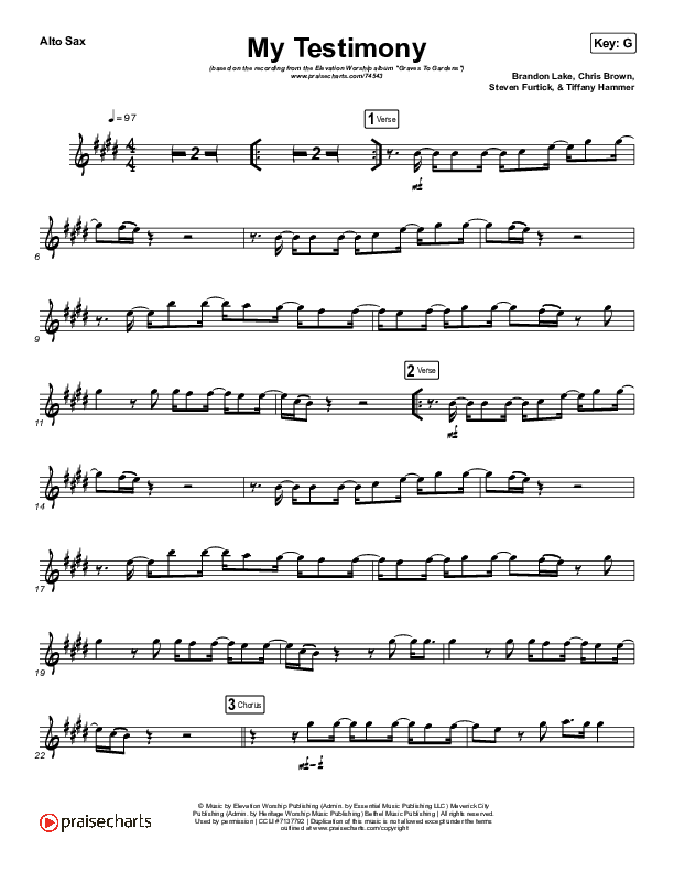 My Testimony (Instrument Solo) Alto Sax Solo (Elevation Worship)