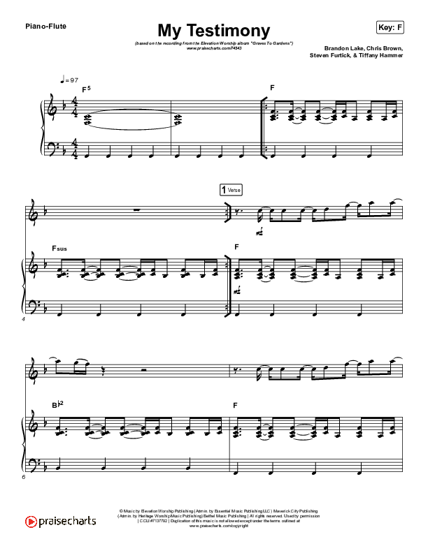 My Testimony (Instrument Solo) Flute & Piano (Elevation Worship)