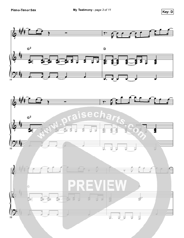 My Testimony (Instrument Solo) Piano/Tenor Sax (Elevation Worship)