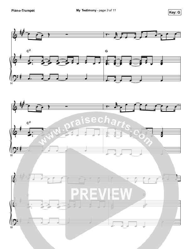 My Testimony (Instrument Solo) Trumpet & Piano (Elevation Worship)