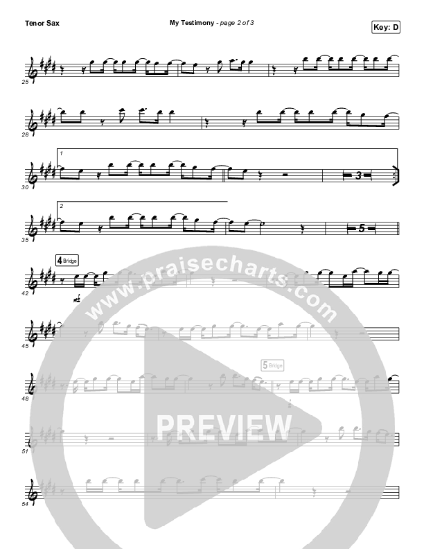 My Testimony (Instrument Solo) Tenor Sax Solo (Elevation Worship)