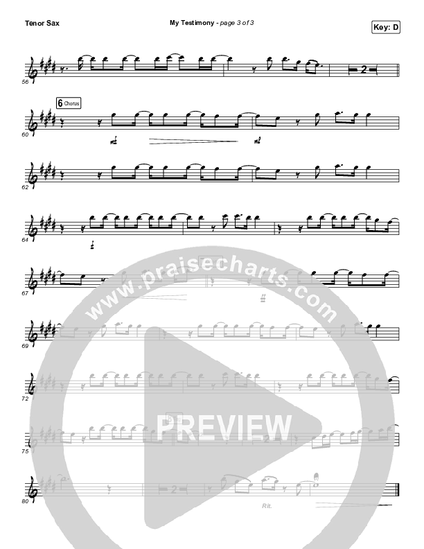 My Testimony (Instrument Solo) Tenor Sax Solo (Elevation Worship)