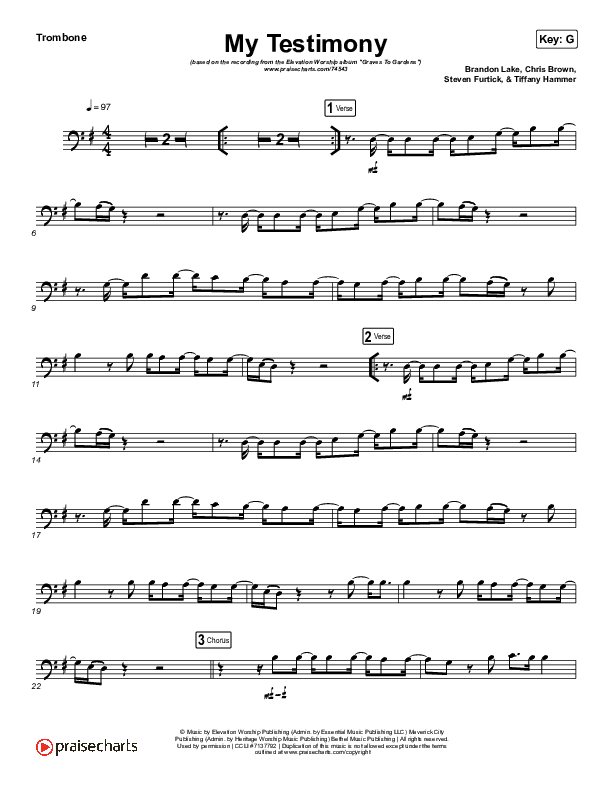 My Testimony (Instrument Solo) Trombone Solo (Elevation Worship)
