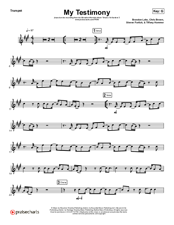My Testimony (Instrument Solo) Trumpet Solo (Elevation Worship)