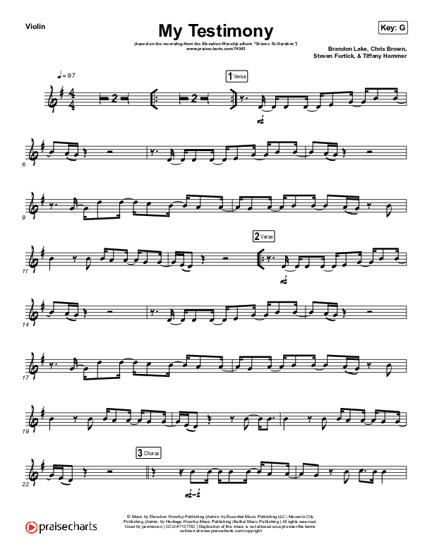 My Testimony (Instrument Solo) Violin Solo (Elevation Worship)