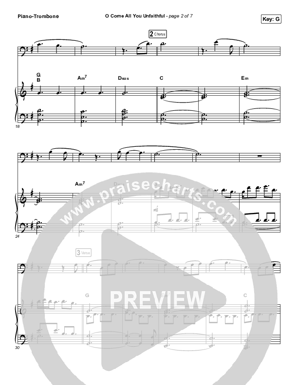 O Come All You Unfaithful (Instrument Solo) Piano/Trombone (Sovereign Grace)