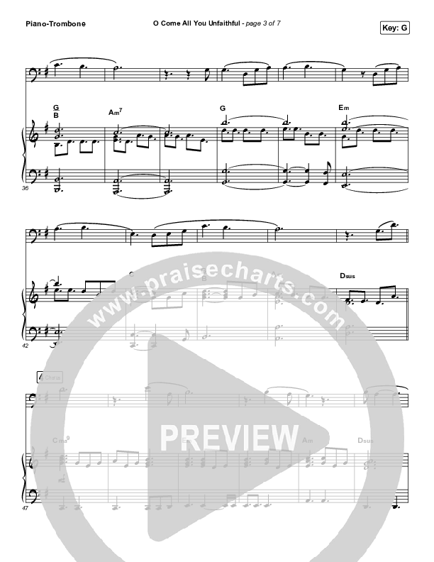 O Come All You Unfaithful (Instrument Solo) Piano/Trombone (Sovereign Grace)