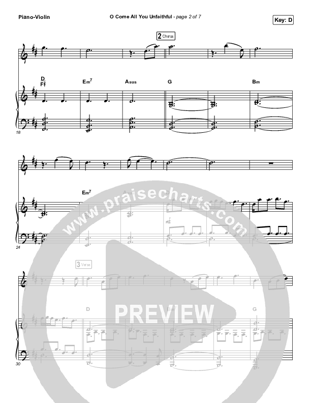 O Come All You Unfaithful (Instrument Solo) Piano/Violin (Sovereign Grace)