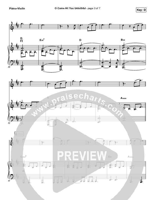 O Come All You Unfaithful (Instrument Solo) Piano/Violin (Sovereign Grace)