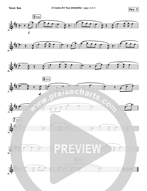 O Come All You Unfaithful (Instrument Solo) Tenor Sax Solo (Sovereign Grace)