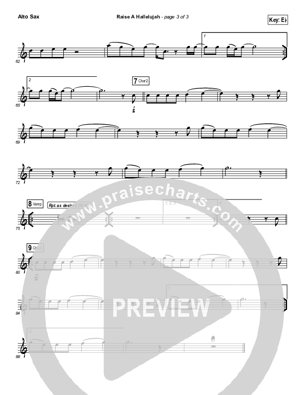 Raise A Hallelujah (Instrument Solo) Alto Sax Solo (Bethel Music / Melissa Helser / Jonathan David Helser)