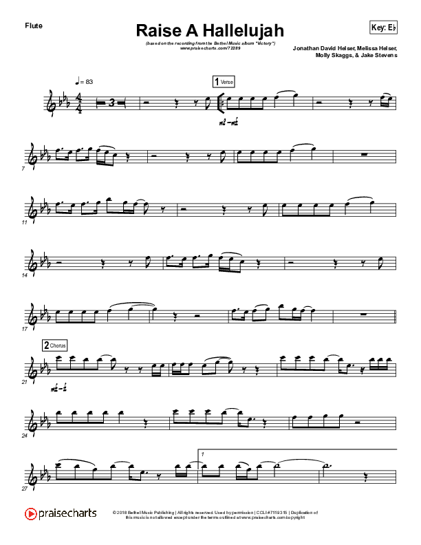 Raise A Hallelujah (Instrument Solo) Flute Solo (Bethel Music / Melissa Helser / Jonathan David Helser)