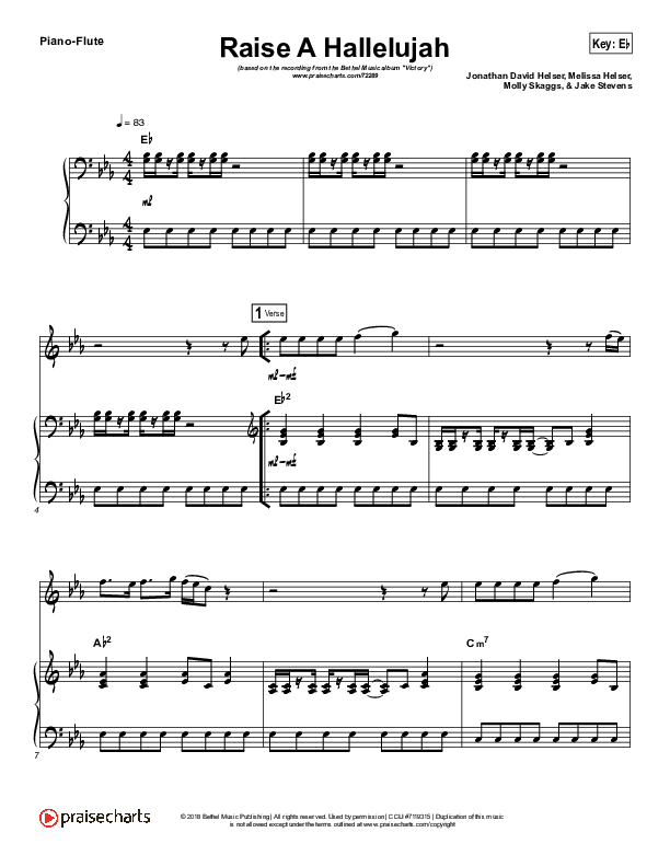 Raise A Hallelujah (Instrument Solo) Piano/Flute (Bethel Music / Melissa Helser / Jonathan David Helser)