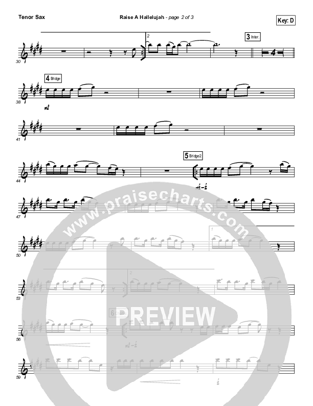 Raise A Hallelujah (Instrument Solo) Tenor Sax Solo (Bethel Music / Melissa Helser / Jonathan David Helser)