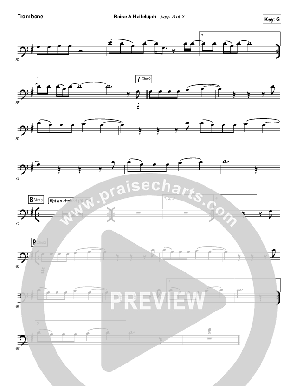 Raise A Hallelujah (Instrument Solo) Trombone Solo (Bethel Music / Melissa Helser / Jonathan David Helser)