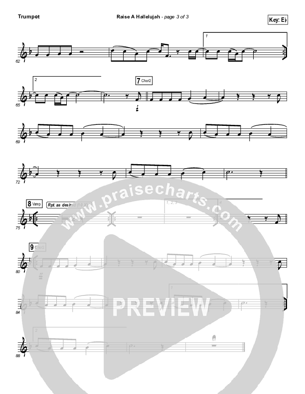 Raise A Hallelujah (Instrument Solo) Trumpet Solo (Bethel Music / Melissa Helser / Jonathan David Helser)