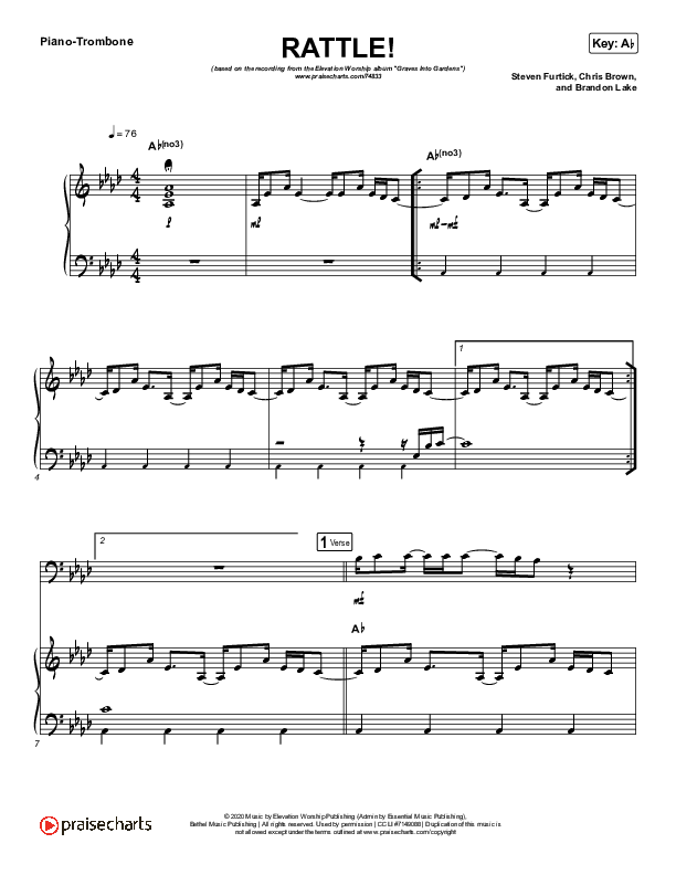 RATTLE! (Instrument Solo) Piano/Trombone (Elevation Worship)