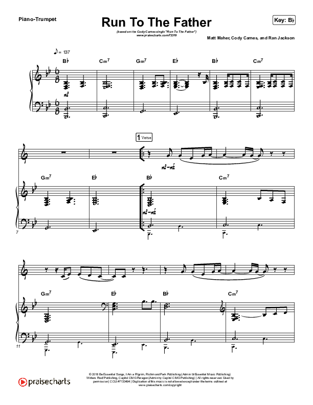 Run To The Father (Instrument Solo) Piano/Trumpet (Cody Carnes)